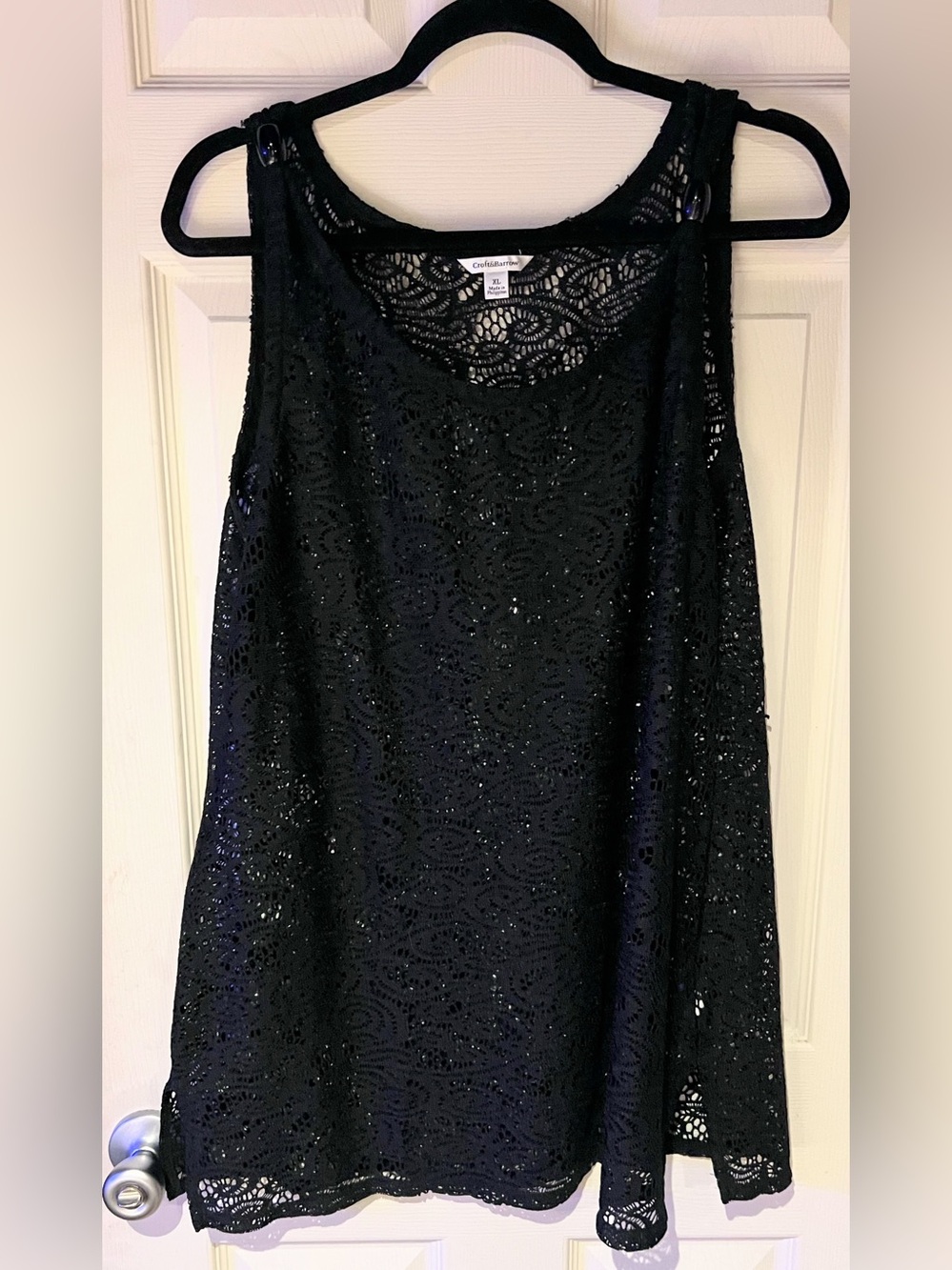croft & barrow Black Crochet Lace Swimsuit Coverup.